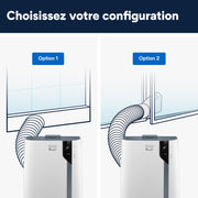 Climatiseur portable De'Longhi Pinguino PAC EX105 avec technologie EcoRealFeel 10 000 BTU/h, pour pièces jusqu'à 100 m³, fonction déshumidification et ventilation, minuterie 24 heures, classe