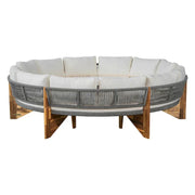 Set de sofá seccional redondo de madera de acacia para exteriores con mesa de centro, 12 plazas