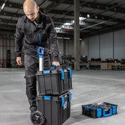 Högert Technik - Juego de cajas 4 en 1 HT7G500, herramientas de bricolaje, caja de herramientas, caja de herramientas con ruedas, resistente a daños, maletín de herramientas, cierres de ABS, estructura modular