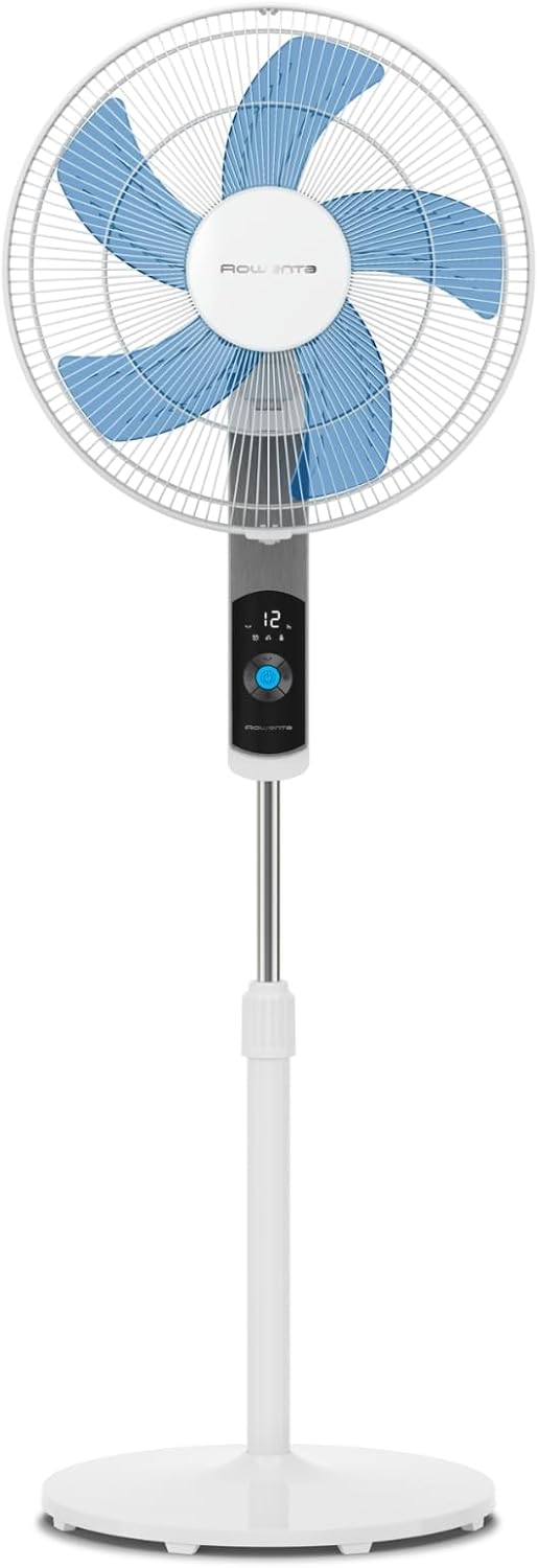 Ventilador de pie Rowenta Turbo Silence, 35 dB(A), refrescante y potente hasta 7,2 m, 12 velocidades, oscilación de 120°, mando a distancia, pantalla LED, temporizador de 12 horas, VU5650F0