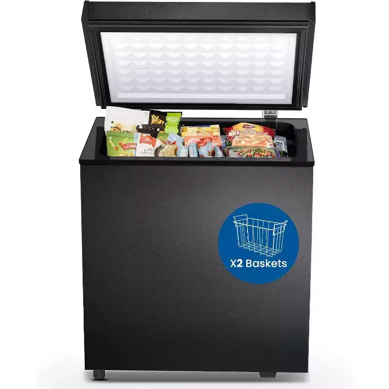 Congelador horizontal ZAFRO de 1.8 pies cúbicos, congelador compacto con 2 cestas y temperatura ajustable, puerta de apertura superior para hogar, dormitorio, cocina, bar