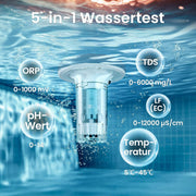 AIPER HydroComm Pro Medidor Digital de Agua para Piscinas – Monitor Inteligente para Piscinas con App y Conexión en Tiempo Real a Limpiafondos, Análisis de Agua 5 en 1 (pH, ORP, EC, TDS, Temperatura)