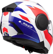 Casco modular LS2 FF902 Scope II DURIA blanco/azul/rojo con gafas de sol y PINLOCK incluido (M 57/58)