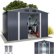 GARDEBRUK Cobertizo de jardín de metal XXL 5m² con cimientos 260x205x180cm, puerta corredera, antracita-metálico, caseta de jardín, cobertizo de jardín 9m³