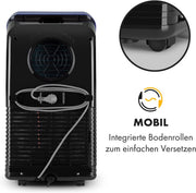 Aire acondicionado portátil Klarstein con manguera de escape, unidad 4 en 1 con ventilador, deshumidificador y modo nocturno, aire acondicionado pequeño y portátil para el hogar y la oficina, bajo consumo, 9000 BTU