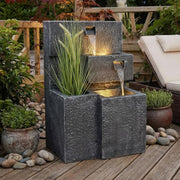 Fuente "Grada" plantable con iluminación LED, fuente de jardín en cascada, fuente de terraza