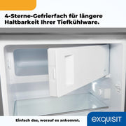 Frigorífico con congelador Exquisit, 120 litros, congelador de 4 estrellas, frigorífico de libre instalación, KS516-4-H-010D blanco