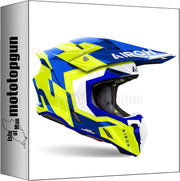 Airoh casco moto cross tw3d31 twist 3 dizzy azul amarillo brillo t. m mototopgun