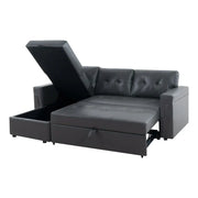 Sofá seccional reversible convertible con cama extraíble, chaise longue con almacenamiento oculto y patas duraderas
