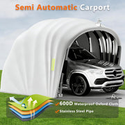 Cochera semiautomática de acero inoxidable, marquesina plegable para exteriores, garaje móvil para exteriores, L 5,5 m x A 2,5 m x Al 2,3 m / L 5,9 m x A 2,7 m x Al 2,45 m (Gris) (5,9 x 2,7 x 2,45 m)