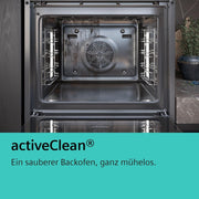 Siemens EQ211KAAB Set de horno empotrable iQ300, combinación de horno y placa integrable de 60 cm de ancho, precalentamiento rápido, esmalte brillante color granito, aire caliente 3D, zona para asados, negro
