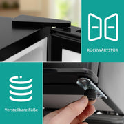 Mininevera SMETA 45L, frigorífico pequeño silencioso, 39dB, nevera para bebidas con termostato de 6 niveles 0-10°C, minibar con puerta reversible para hogar, oficina, camping y dormitorio, negro