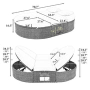 Cama de exterior para patio, diván para 2 personas con cojines y almohadas