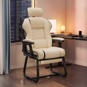 Silla ejecutiva ergonómica de cuero con respaldo alto color amarillo
