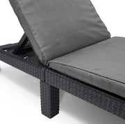 Tumbona Daytona Deluxe de Allibert by Keter para jardín, terraza y balcón con respaldo ajustable, gris, incluye cojín, tumbona de jardín de plástico, aspecto de ratán plano, 195x65x25,5 cm