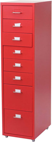 Mendler Cajonera Boston T851AM, archivador de acero, 110x28x41cm 8 cajones - rojo