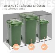 Casetas para cubos de basura ML-Design para 4 cubos de 240 L, 264x80x116,3 cm, antracita, acero, resistente a la intemperie, cobertizo para cubos de basura con cerradura, con tapa abatible/4 puertas, contenedor para cubos de basura, cubretambores