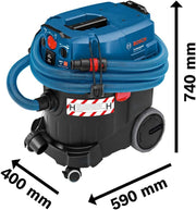 Aspirador en seco y húmedo Bosch Professional GAS 35 H AFC (potencia 230V, 1.200 vatios, depósito de 35 L, incl. manguera)