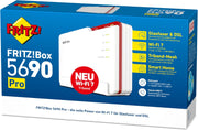 FRITZ!Box 5690 Pro (Router Wi-Fi 7 Premium DSL y de fibra óptica con tribanda (2,4 GHz, 5 GHz, 6 GHz) de hasta 18,5 Gbit/s, para conexiones de fibra óptica y DSL, red Wi-Fi Mesh, base DECT, versión en alemán)