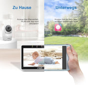 VTech Vigilabebés con cámara de 5 pulgadas 1080p, gran angular de 120°, visión nocturna, giro, inclinación y zoom remotos, comunicación bidireccional, compatible con iOS y Android, WiFi