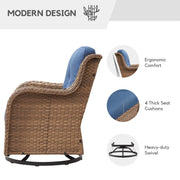 Sillones mecedoras de mimbre para exteriores Gymojoy con base giratoria (juego de 2)