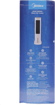 Enfriador de aire Midea con refrigeración por agua, aire acondicionado portátil, ventilador con depósito de 5 L, humidificador e ionizador, aire acondicionado sin tubo de escape, 355 m³/h, ventilador con mando a distancia, 55 W, blanco
