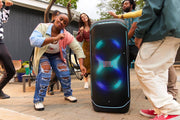 JBL Partybox Stage 120 en negro: altavoz Bluetooth portátil con sonido JBL Pro, espectáculo de luces, refuerzo de sonido con IA y asa telescópica: 12 h de autonomía