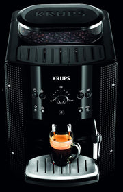 Cafetera espresso superautomática Krups Arabica Picto, boquilla de espuma de leche, función de 2 tazas, mando giratorio, limpieza fácil, cafetera, negra, EA810870