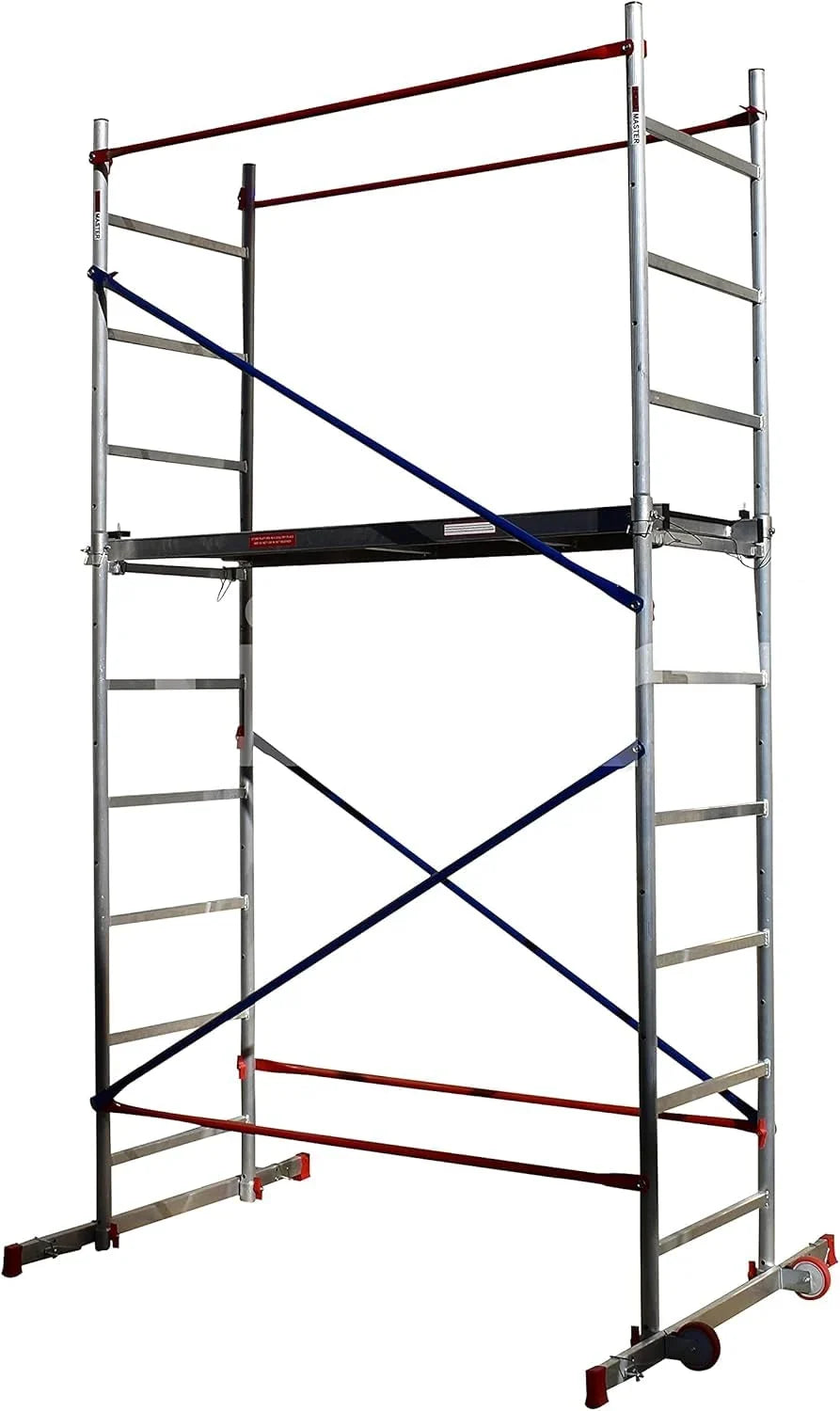 Home Master Torre de andamio para bricolaje, andamio móvil, montaje rápido, plataforma de trabajo de aluminio, 4 metros