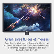 Monitor Dell SE2422HX de 24" Full HD (1920x1080), 75Hz, VA, 5ms, AMD FreeSync, HDMI, VGA, 3 años de garantía, negro