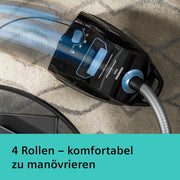 Aspiradora con bolsa Siemens Q5.0 Extreme silencePower VSQ5X1232, para alérgicos, filtro higiénico, gran potencia de succión en parqué, alfombras y baldosas, cable largo, fabricada en Alemania, 850 W, negra