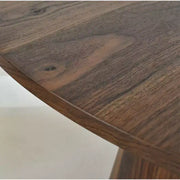 Juego de comedor redondo de 5 piezas, mesa con pedestal de 46 pulgadas en tono nogal y sillas tapizadas sin brazos, para rincones de desayuno - Panipeachy