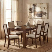 Juego de comedor moderno - Mesa de 80" + 6 sillas acolchadas, estructura de madera maciza, capacidad de la mesa de 400 lbs, fácil montaje
