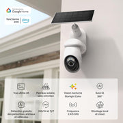 Kit de cámara de vigilancia para exteriores Tapo C660 con panel solar 4K 8MP, visión 360°, visión nocturna a color Starlight, batería de 10 000 mAh, detección por IA, IP66, alarma rápida y antirrobo