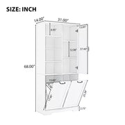 Gabinete de almacenamiento para baño con puertas y cajones, cesto para ropa abatible, espacio de almacenamiento múltiple, estilo independiente