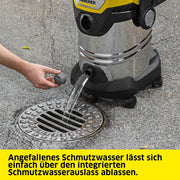 Aspirador en seco y húmedo KÄRCHER WD 7 Control P S, 30 l, 1400 W, FILTelligence, función de soplado, mando a distancia, toma de corriente, acero inoxidable