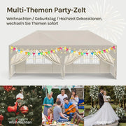 WOLTU Cenador plegable 3x6m Pop up con 6 paredes laterales, carpa de fiesta, beige, UPF 50+, impermeable, altura ajustable, resistente al viento