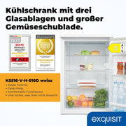 Refrigerador Exquisit sin congelador, 133 litros, frigorífico de una puerta independiente, sentido de apertura de puerta reversible, KS516-V-H-010D blanco
