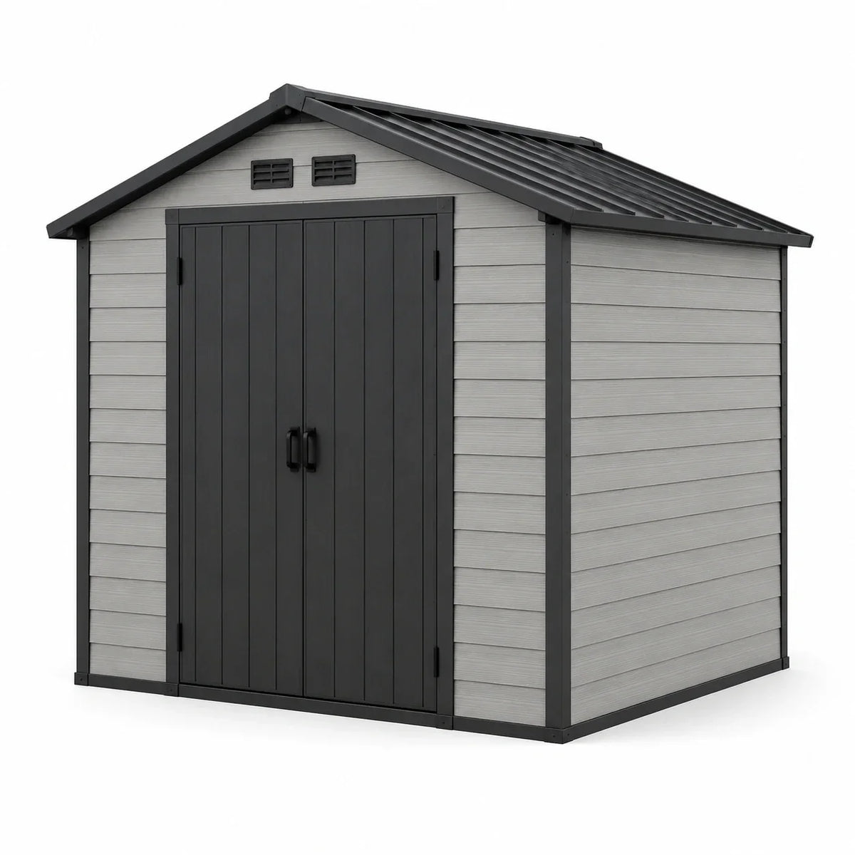 Caseta de jardín de plástico 185x152x226 cm polietileno gris/antracita