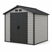 Caseta de jardín de plástico 185x152x226 cm polietileno gris/antracita