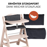 Hauck Trona Beta+ Newborn Set Eco Bouncer - Trona de madera evolutiva para bebés desde el nacimiento, incluye accesorio para recién nacidos, cojín de asiento y bandeja - Gris oscuro