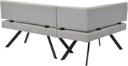 Banco esquinero byLIVING Toronto, tapizado en color topo, estructura en negro, forma en L con lado largo a la derecha, muelles ensacados, banco de cocina, banco de comedor, medidas: An 182, Al 85, Pr 128 cm