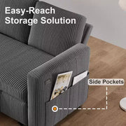 Sofá cama seccional Dyonery de 81", sofá cama en forma de L con chaise longue de almacenamiento reversible, USB, respaldo reclinable