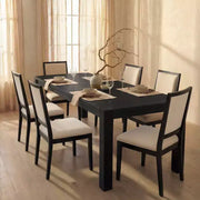 Juego de comedor moderno - Mesa de 80" + 6 sillas acolchadas, estructura de madera maciza, capacidad de la mesa de 400 lbs, fácil montaje