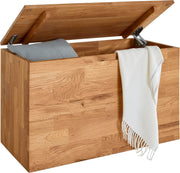 Baúl de almacenaje, baúl a pie de cama, baúl asiento, haya maciza o roble silvestre macizo aceitado (roble silvestre)