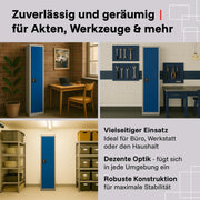 LagerZwei Armario multiusos 185x50x50cm I Armario metálico, 4 estantes I Archivador con cerradura I Armario multiusos robusto como taquilla, armario de taller y armario de sótano I Armario de acero azul y blanco