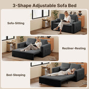 Xbro Sofá cama de 2 plazas convertible 147x196x87 cm, sofá cama de 2 plazas extensible con 4 ruedas, sofá cama moderno de terciopelo, gris oscuro