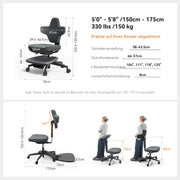 Newtral Stehpult-Stuhl, Standing Mate-Sitz für Sitz-Steh-Wechsel, ergonomischer Anlehn-Hocker mit Anti-Ermüdungsmatte, Stehpult-Hocker, Pferdesattel-Stuhl, höhenverstellbarer Homeoffice-Haltungssitz