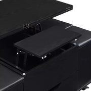 Mesa de centro elevable moderna multifuncional Zeus & Ruta con almacenamiento oculto, 4 taburetes y ruedas, perfecta para espacios modernos