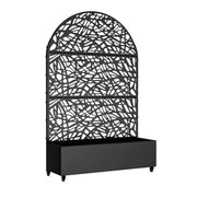 MAYEERTY Jardinera de hierro arqueada negra de 72x47 con enrejado, juego de 3 piezas, biombo decorativo de jardín para patio y balcón